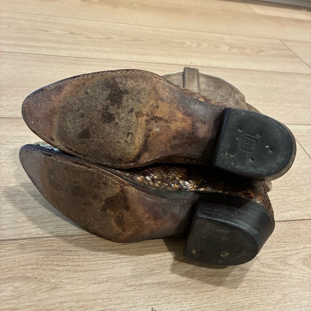 Dan Post Python Leather Brown Metallic Cowboy Boo… - image 7